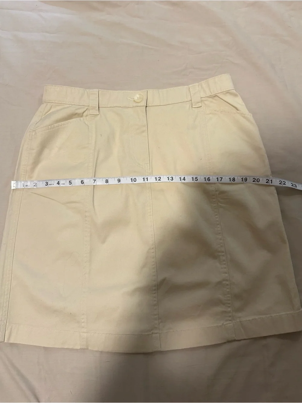 L.L.Bean Classic Fit Khaki Cotton Skirt Size 14 Petite